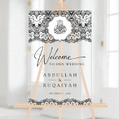 Black Lace Muslim Wedding Welcome Acrylschild