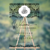 Black Lace Muslim Wedding Welcome Acrylschild (Neutral)