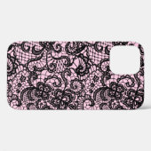 Black Lace on Pink Case-Mate iPhone Case (Rückseite (Horizontal))