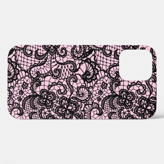 Black Lace on Pink Case-Mate iPhone Case (Rückseite (Horizontal))