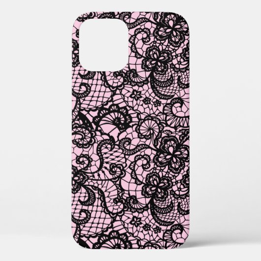 Black Lace on Pink Case-Mate iPhone Case (Rückseite)