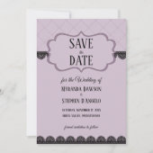 Black Lace on Soft Lavender Custom Save the Date Einladung (Vorderseite)