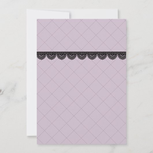 Black Lace on Soft Lavender Custom Save the Date Einladung (Rückseite)