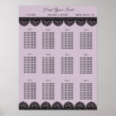 Black Lace on Soft Lavender Custom Seating Chart Poster (Vorne)