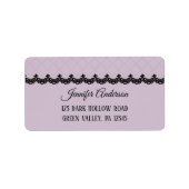 Black Lace on Soft Lavender Custom Wedding Adressaufkleber (Vorne)