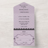Black Lace on Soft Lavender Custom Wedding All In One Einladung (Innen Boden)