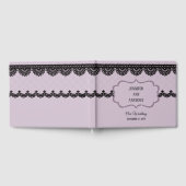 Black Lace on Soft Lavender Custom Wedding Gästebuch (Voll)
