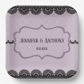 Black Lace on Soft Lavender Custom Wedding Pappteller (Vorderseite)