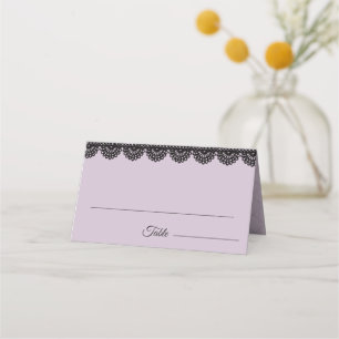Black Lace on Soft Lavender Custom Wedding Platzkarte