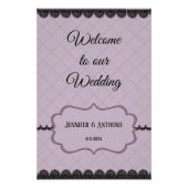 Black Lace on Soft Lavender Custom Wedding Poster (Vorderseite)