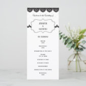Black Lace on Soft Lavender Custom Wedding Programm (Stehend Vorderseite)