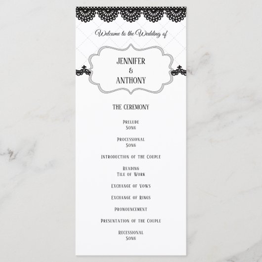 Black Lace on Soft Lavender Custom Wedding Programm (Vorderseite)