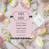 Black Lace on Soft Pink Custom Save the Date Einladung