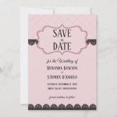 Black Lace on Soft Pink Custom Save the Date Einladung (Vorderseite)