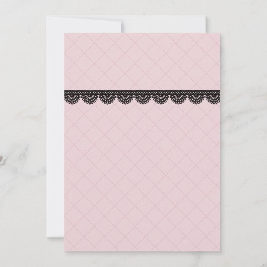 Black Lace on Soft Pink Custom Save the Date Einladung (Rückseite)