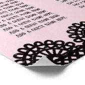 Black Lace on Soft Pink Custom Seating Chart Poster (Ecke)