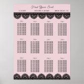 Black Lace on Soft Pink Custom Seating Chart Poster (Vorne)