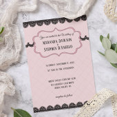 Black Lace on Soft Pink Custom Wedding Einladung