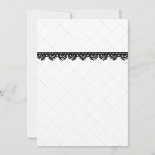 Black Lace on White Custom Save the Date Einladung (Rückseite)