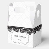 Black Lace on White Custom Wedding Geschenkschachtel (Geöffnet)