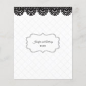 Black Lace on White Custom Wedding Menu Flyer (Hinten)