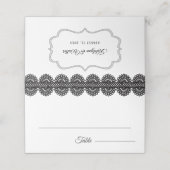 Black Lace on White Custom Wedding Platzkarte (Außenseite Aufgefaltet)