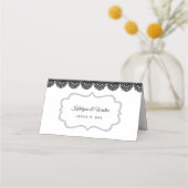 Black Lace on White Custom Wedding Platzkarte (Rückseite)