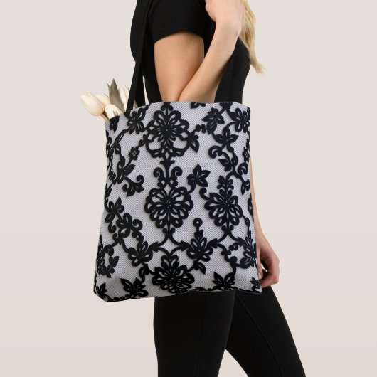 Black Lace Pattern Tote Bag -Not Real Lace Tasche (Von Nahem)