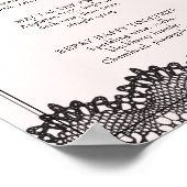 Black Lace Pink Bachelorette Drink oder Bar Menu Poster (Ecke)