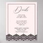 Black Lace Pink Bachelorette Drink oder Bar Menu Poster (Vorne)