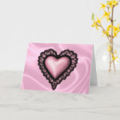 Black Lace Pink Valentine's Day Heart Card Karte (Gelbe Blume)