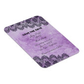 Black Lace Purple Gothic Wedding Save Magnet (Rechte Seite)