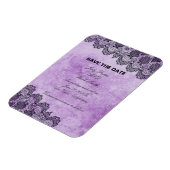 Black Lace Purple Gothic Wedding Save Magnet (Linke Seite)
