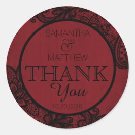 Black Lace Red Modern Goth Dankeschön Label Runder Aufkleber