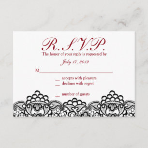 Black Lace Response Cards RSVP Karte
