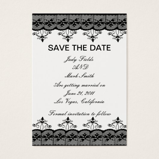 Black Lace Save the Date Card (Vorderseite)