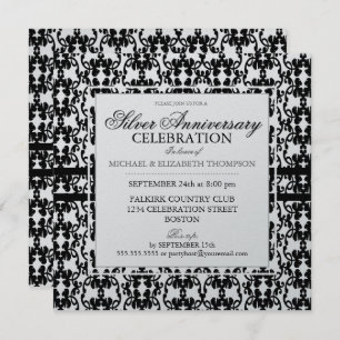 Black Lace Silver Jubiläum Party Einladungen