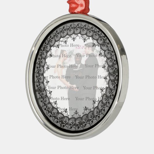 Black Lace Silver Round Ornament (Links)
