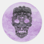 Black Lace Skull Lila Gothic Wedding Siegel Runder Aufkleber (Vorderseite)