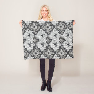 Black Lace Spider Web Nahtloses Muster - Gotik Fleecedecke