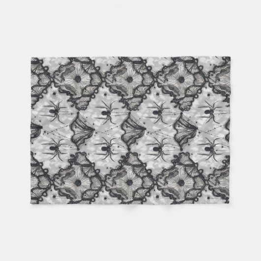 Black Lace Spider Web Nahtloses Muster - Gotik Fleecedecke (Vorderseite (Horizontal))