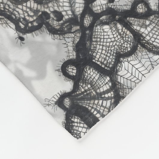 Black Lace Spider Web Nahtloses Muster - Gotik Fleecedecke (Ecke)