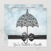 Black Lace Umbrella Blue Baby Sprinkle Baby Dusche Einladung (Vorne/Hinten)