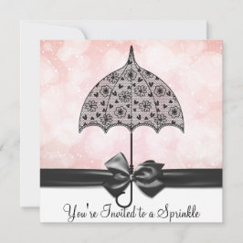Black Lace Umbrella Pink Baby Sprinkle Baby Dusche Einladung