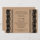 Black Lace und Burlap Hochzeit Einladung (Vorne/Hinten)
