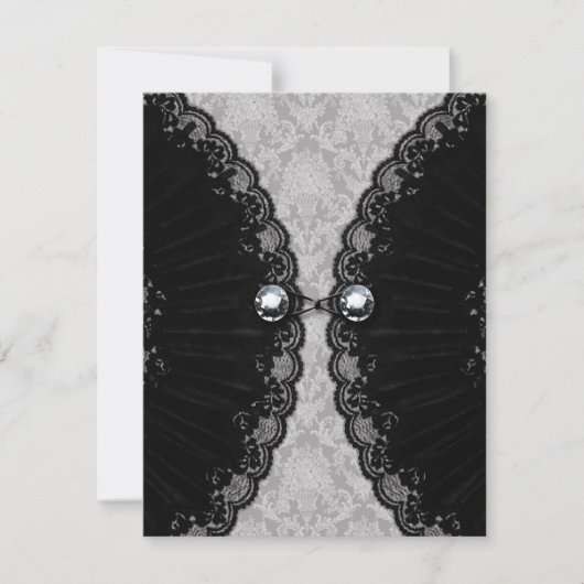 Black Lace und Diamond Look Goth Wedding Einladung (Vorderseite)