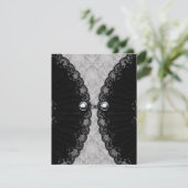 Black Lace und Diamond Look Goth Wedding Einladung (Stehend Vorderseite)