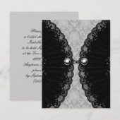 Black Lace und Diamond Look Goth Wedding Einladung (Vorne/Hinten)