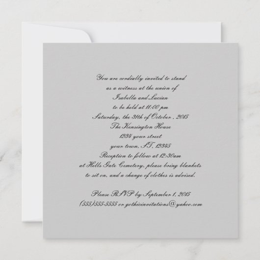 Black Lace und Diamond Look Goth Wedding Einladung (Rückseite)