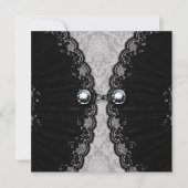 Black Lace und Diamond Look Goth Wedding Einladung (Vorderseite)